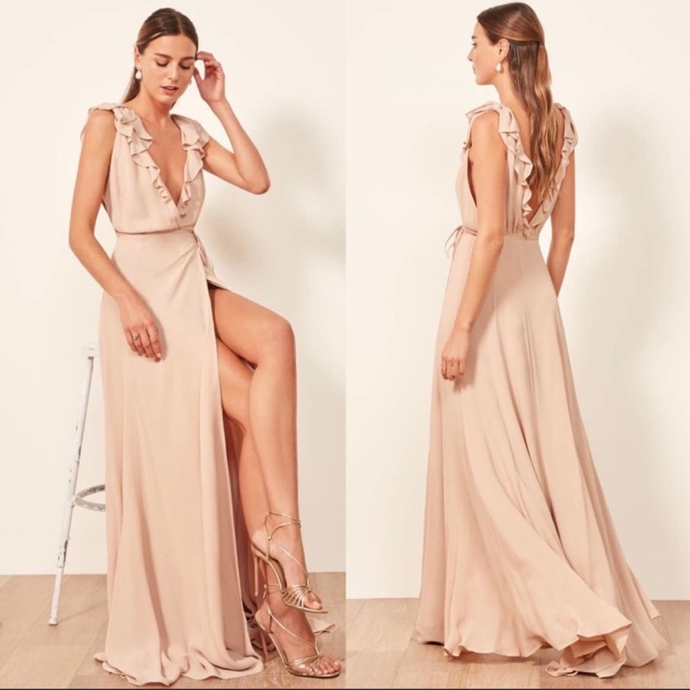 Reformation Peppermint Dress in Champagne